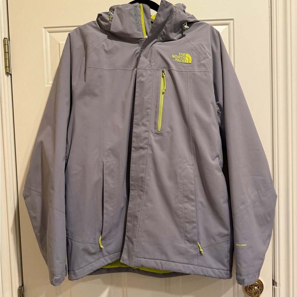The North Face Gray Jacket with Yellow Accents
